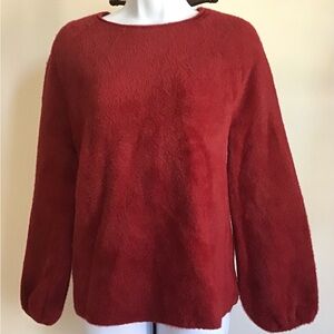 Chelsea & Violet Velvet Red Sweater Long Sleeve Sz XS Fur Like Material #red